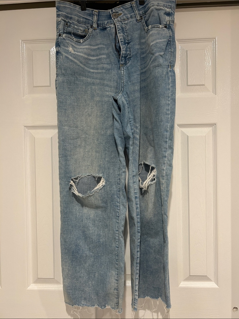 INC International Concepts Light Wash Distressed Straight Leg Jeans